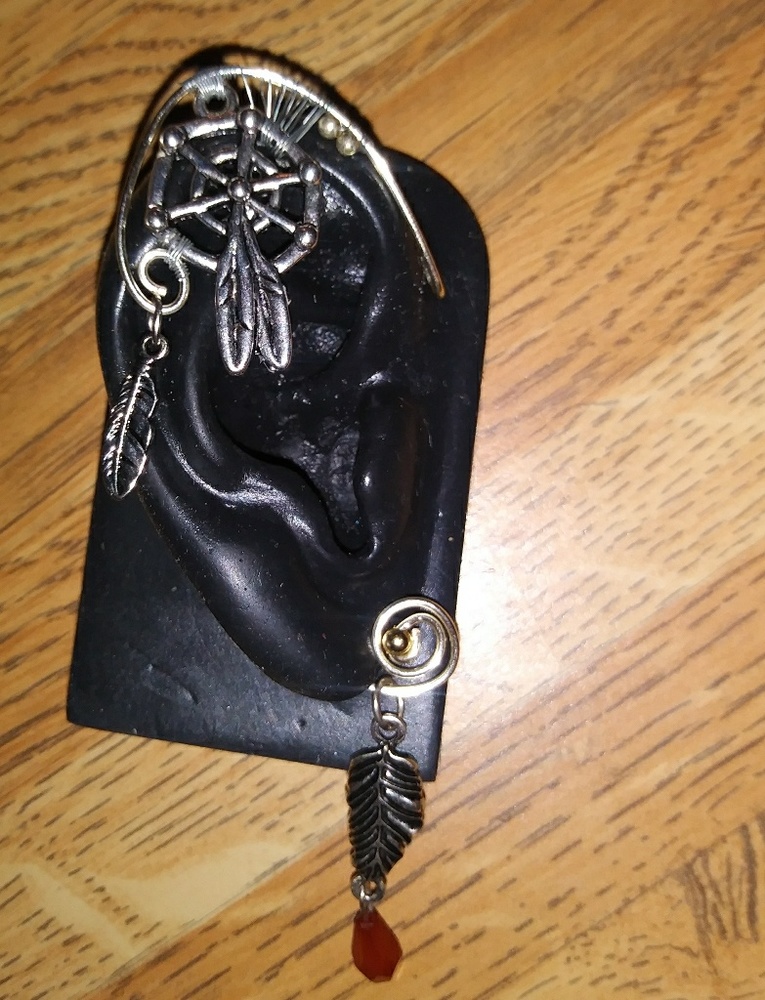 SOLD Earcuff fairy ears feathers earring